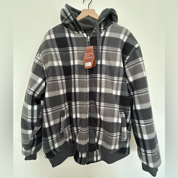 Reversible Heavy Thick Flannel Plaid Jacket Sherpa Fleece Lined Hoodie Size: XL - Picture 9 of 9